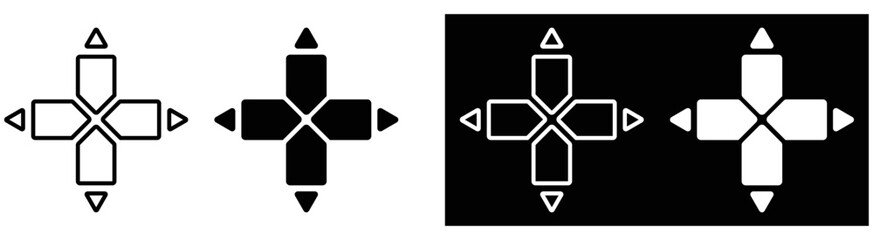 Poster - direction button joystick icon set. style symbol on game controller console, vector illustration