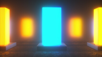 Poster - Floor with neon. Computer generated 3d render