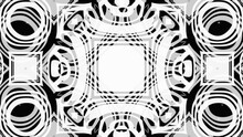 Monochrome Animated Kaleidoscope Of Geometric Shapes. Black And White Loopy Graphic Background Animation. Abstraction Of Fractal Patterns. Magical And Hypnotic Picture. VJ Loop. 4K.