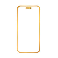 Wall Mural - Modern Gold Mobile iPhone isolated mockup with white screen on white background , vector illustration	