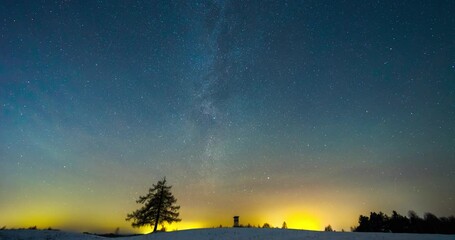 Wall Mural - 4k Geminid meteor shower timelapse with milky way