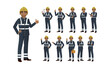 Set of engineer and builder with different poses
