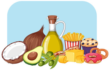 Wall Mural - group of fat food isolated