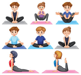 Poster - Set of yoga postures