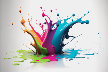 Colorful paint splash on white background, AI Generative illustration