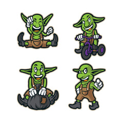 Goblin mascot logo design vector with modern illustration concept style for badge, emblem and t shirt printing. Smart goblin illustration mascot pack.