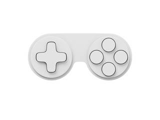 Poster - Minimalistic console game controller. Whitr isolated icon on white background. 3D rendering.