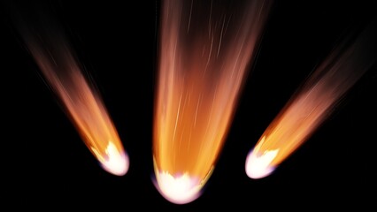 Wall Mural - fall comet from space, fiery tail falling meteorite. entry of an asteroid comet into the earth atmos