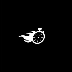 Wall Mural - Fast flying time icon isolated on dark background