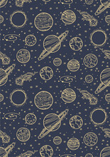 Space Planet Stars Cosmic Design Vector Seamless Pattern