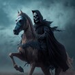 illustration grim reaper on a horse made with generative ai