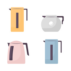 Fototapete - Electric kettles semi flat color vector objects set. Editable elements. Items on white. Tea supplies. Kitchenware simple cartoon style illustration for web graphic design and animation collection