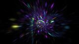 Fototapeta  - Abstract colorful blue and violet lights. Fantastic space background. Digital fractal art. 3d rendering.