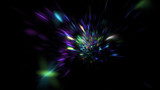 Fototapeta  - Abstract colorful blue and green lights. Fantastic space background. Digital fractal art. 3d rendering.