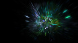 Fototapeta  - Abstract colorful blue and green lights. Fantastic space background. Digital fractal art. 3d rendering.