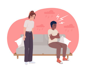 Poster - Couple conflict flat concept vector illustration. Abusive relationship. Angry partner. Editable 2D cartoon characters on white for web design. Toxic creative idea for website, mobile, presentation