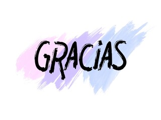 Wall Mural - Gracias hand written lettering Thank you in Spanish language on abstract watercolor brushed background