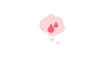 Poster - Animated recall about menses element. Flat cartoon style HD video footage. Speech bubble with blood drop color illustration on black white background with alpha channel transparency for animation
