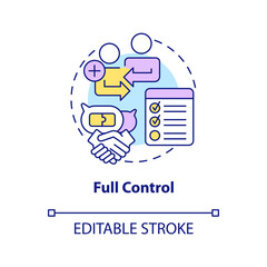 Sticker - Full control concept icon. Outstaffing benefit abstract idea thin line illustration. Project management. Task coordination. Isolated outline drawing. Editable stroke. Arial, Myriad Pro-Bold fonts used