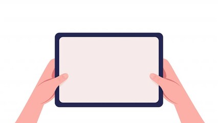 Fototapete - Animated first view hands with tab. Use gadget. Hold device. Digital technology. Flat object on white background with alpha channel transparency. Colorful cartoon style HD video footage for animation