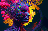 Fototapeta Kosmos - Fluorescent Dreamy Mystical colorful glowing fantasy world Imagination of start of mind
