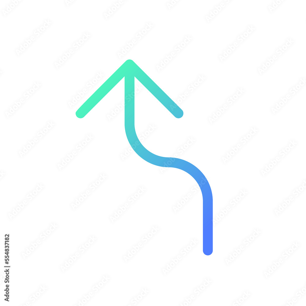 Left reverse turn arrow pixel perfect gradient linear ui icon. Reach ...
