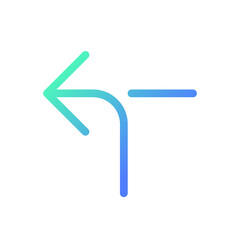 Poster - Left horizontal alignment sign pixel perfect gradient linear ui icon. Reaching destination. Driving car. Line color user interface symbol. Modern style pictogram. Vector isolated outline illustration