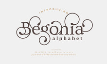 Begonia Luxury Elegant Alphabet Letters And Numbers. Elegant Wedding Typography Classic Serif Font Decorative Vintage Retro. 