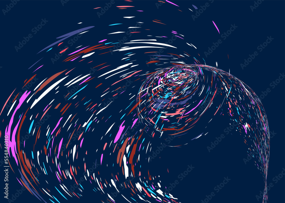 Multi-colored dust particles and debris, paint splashes, strokes are ...