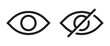 Eye and crossed eye vector icons. Show or hide password concept.