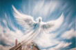 Angel in the sky over house,Ai generative illustration