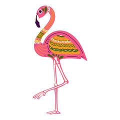 Poster - Dia de los Muertos flamingo vector illustration in flat color design