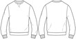 © SQB Creation  - mens long sleeve crew neck t shirt flat sketch vector illustration sweatshirt front and back technical cad drawing template