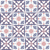 Fototapeta Kuchnia - Square mosaic ceramic tile design purple pink color, ornate arabic moroccan pattern, vector illustration