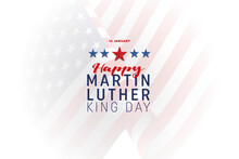 Martin Luther King Jr Day Greeting Card - Horizontal Blue And Red Background Banner With US Flag. Vector Illustration.
