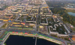 © nikitamaykov - Yoshkar-Ola, Russia. Panorama of the city center during sunset. Aerial view