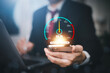 © Bussarin - Fast internet connection with Metaverse technology concept, Hand holding smartphone and Virtual screen of Internet speed measurement,Internet and technology concept, 5G Hi speed internet concept