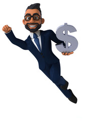 Wall Mural - Fun 3D cartoon illustration of an indian businessman