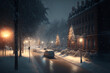 Zimowa uliczka po zmroku