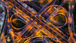 Leinwanddruck Bild - Aerial view of traffic on massive highway intersection at night.