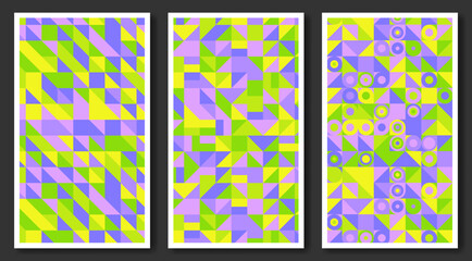Aufkleber - Abstract geometric classic patterns, flat design polygonal background, colorful covers collection