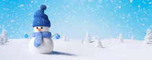 Winter Holidays Background With Cute Snowman 3d Render 3d Illustration