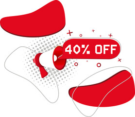 Leinwandbilder - 40 Percent Off. Hand Holding Megaphone With Speech Bubble