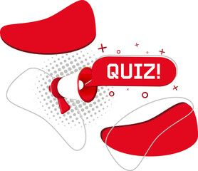 Poster - Quiz. Hand Holding Megaphone With Speech Bubble