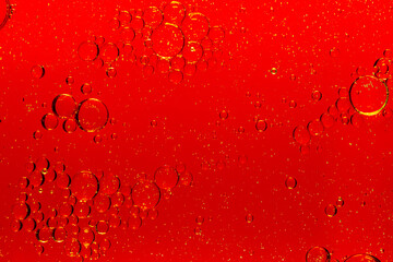 Wall Mural - Macro red bubbles,abstract red wine bubbles, close-up shot,Oil and water drops background