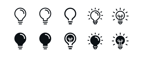 Light bulb icon collection set for creative idea symbol vector