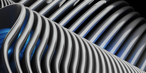 Wall Mural - Shiny curves parallel lines rows futuristic wave pattern abstract smooth wave lines background 3d illustration