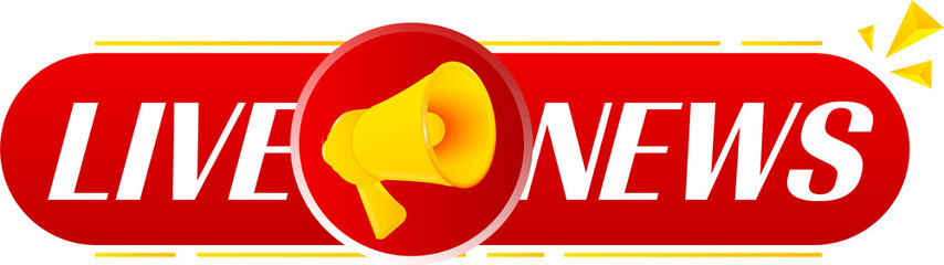 Leinwandbilder - Megaphone with live news on white background. Megaphone banner. Web design. Vector