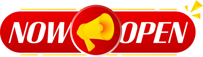Aufkleber - Megaphone with now open on white background. Megaphone banner. Web design. Vector