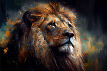 Lion Made Of Oil Paint Generative Art